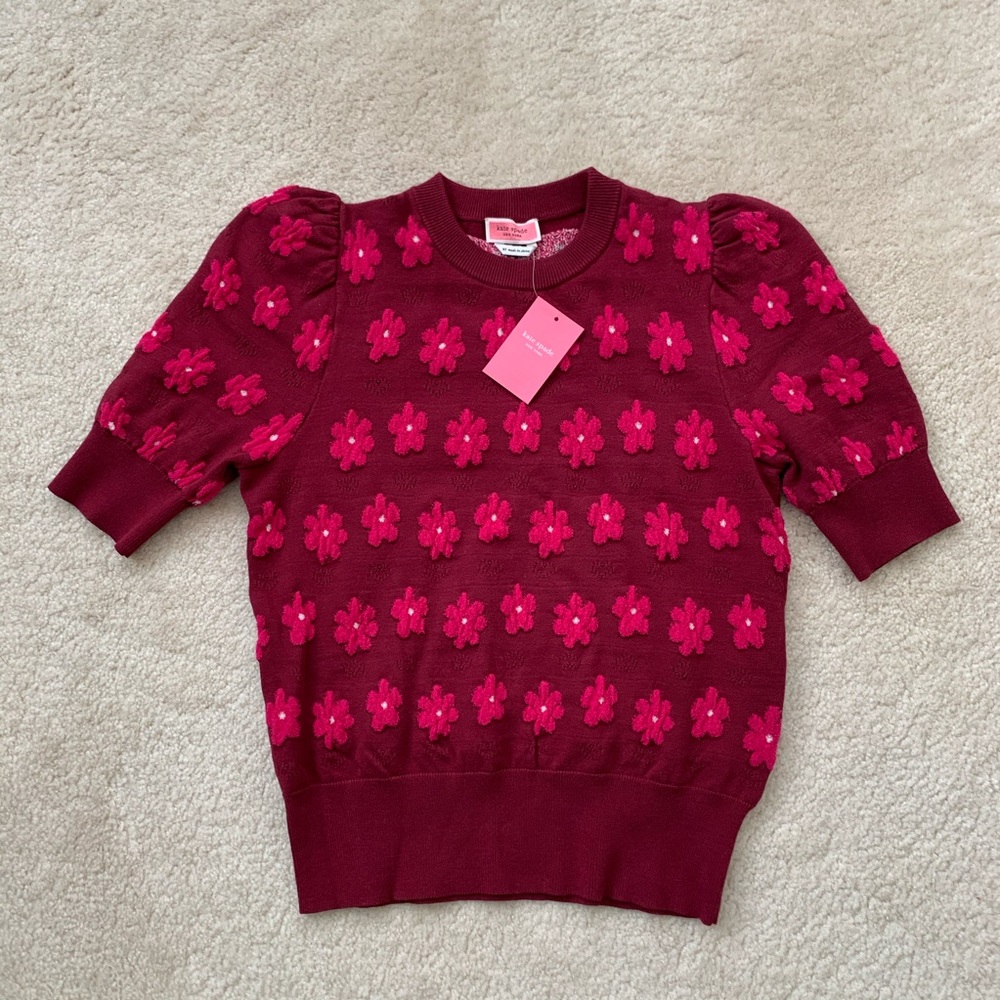 Kate Spade Pink Puff Short Sleeve Sweater